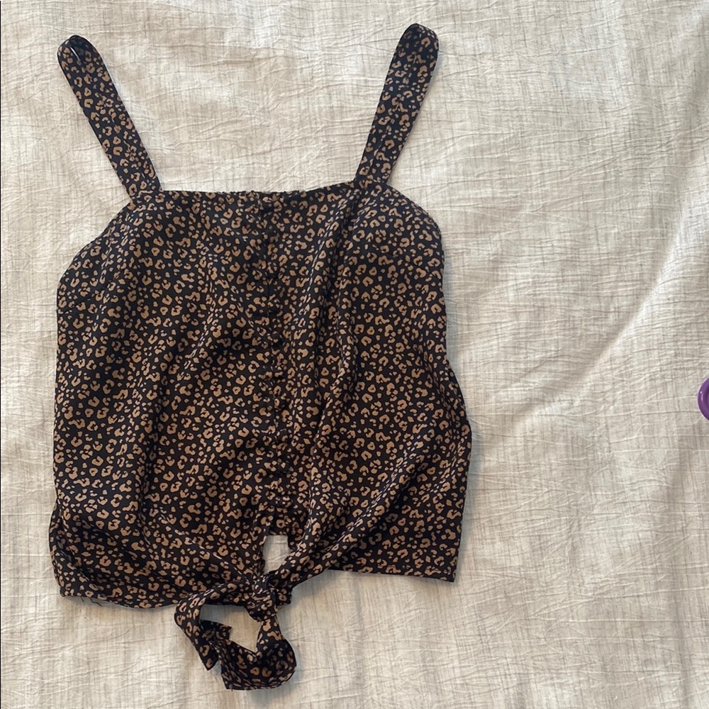 Leopard Print Tie-Front Top